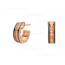Pendientes Bvlgari B.zero1 Rock con colgante de oro rosa de 18 quilates con inserciones de cerámica negra en espiral tachonadas en los bordes