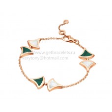 Pulsera Bvlgari DIVAS Dream de oro rosa con malaquita y nácar