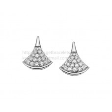Aretes Bvlgari DIVAS Dream de oro blanco con pavé de diamantes