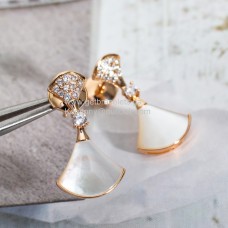 Pendientes Bvlgari Divas Dream con nácar y pavé de diamantes Copia en oro rosa