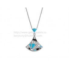 Collar Bvlgari Divas Dream en oro blanco con ónix turquesa y pavé de diamantes