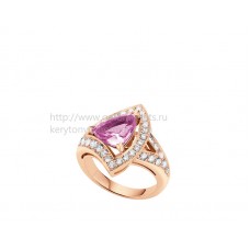 Anillo calado Bvlgari Divas Dream en oro rosa con aguamarina y engastado con pavé de diamantes