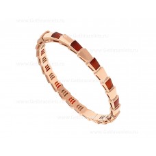Brazalete fino Bvlgari Serpenti Viper mediano de oro rosa de 18 quilates con elementos de cornalina