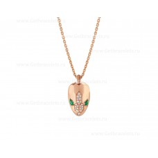 Collar Bvlgari Serpenti Cadena y colgante en oro rosa de 18 quilates con ojos de malaquita y diamantes semipavé