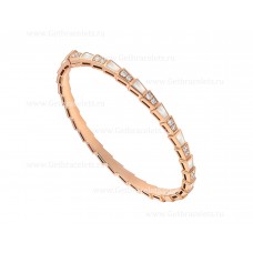 Brazalete fino Bvlgari Serpenti Viper de oro rosa de 18 quilates con elementos de nácar y pavé de diamantes