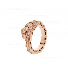 Anillo Bvlgari Serpenti Viper de oro rosa de 18 quilates con pavé de diamantes