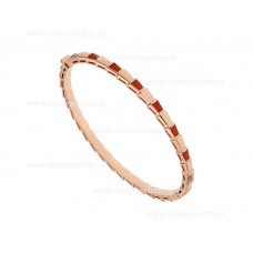 Brazalete fino Bvlgari Serpenti Viper de oro rosa de 18 quilates con elementos de cornalina
