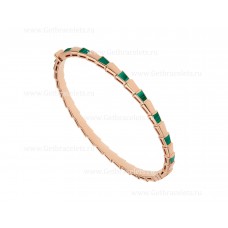 Brazalete fino Bvlgari Serpenti Viper de oro rosa de 18 quilates con elementos de malaquita