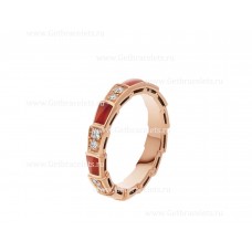 Anillo Bvlgari pequeño Serpenti Viper de oro rosa de 18 k con elementos de cornalina y pavé de diamantes