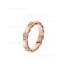 Anillo Bvlgari pequeño Serpenti Viper de oro rosa de 18 k con elementos de nácar y pavé de diamantes