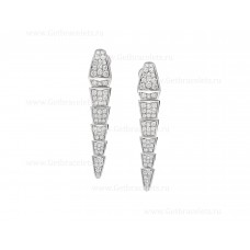 Pendientes Bvlgari Serpenti Viper de oro blanco de 18 quilates con pavé de diamantes