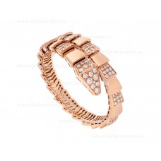Brazalete de una bobina Bvlgari Serpenti Viper en oro rosa de 18 quilates engastado con semipavé de diamantes