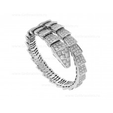 Brazalete de una bobina Bvlgari Serpenti Viper en oro blanco de 18 quilates y pavé de diamantes