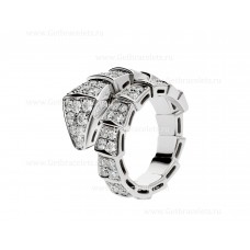 Anillo de una vuelta Bvlgari Serpenti Viper en oro blanco de 18 quilates con pavé de diamantes