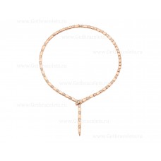 Collar fino Bvlgari Serpenti Viper de oro rosa de 18 quilates con pavé de diamantes