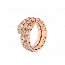 Anillo Bvlgari Serpenti Viper de dos vueltas en oro rosa de 18 quilates engastado con pavé de diamantes