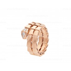Anillo Bvlgari Serpenti Viper de dos vueltas en oro rosa de 18 quilates engastado con semipavé de diamantes