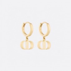 Christian Dior Chapado en oro amarillo Petit CD Logo Colgante Pendientes de aro para mujer Joyería