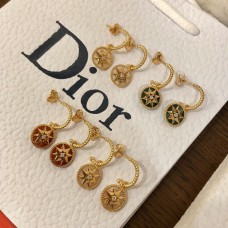 Dior Rose Des Vents Pendientes Estrella De Ocho Puntas Oro Amarillo Mujer Diamantes MOP/Malaquita/Cornelia