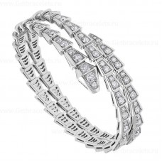 Brazalete Bvlgari Serpenti Viper de dos vueltas en oro blanco de 18 quilates engastado con pavé de diamantes