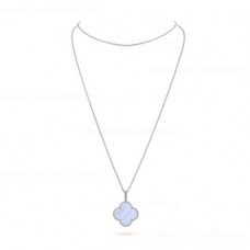 Van Cleef Arpels Magic Alhambra Collar Largo 1 Colgante Motivo Oro Blanco Calcedonia