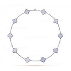 Van Cleef Arpels Magic Alhambra Collar Largo Colgante 10 Motivos Oro Blanco Calcedonia