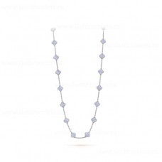 Van Cleef Arpels Magic Alhambra Collar Largo 20 Motivos Colgante Oro Blanco Calcedonia