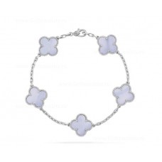 Pulsera Van Cleef Arpels Alhambra 5 Motivos Oro Blanco Calcedonia