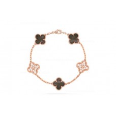 Pulsera Van Cleef Arpels Alhambra 5 motivos con diamantes y nácar gris