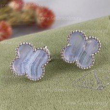 Pendientes Van Cleef Arpels Alhambra Oro blanco Calcedonia