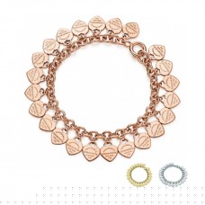Return To Tiffany Pulsera con etiqueta de múltiples corazones de plata de ley para dama