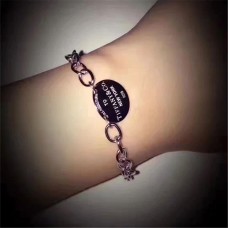 Return To Tiffany Pulsera de plata de ley con etiqueta ovalada y cadena gruesa, regalo para mujer