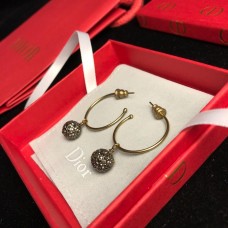 Dior Tresor De Tribales Pave Diamantes Bolas Colgantes Mujer Latón CD-Abeja Pendientes De Aro
