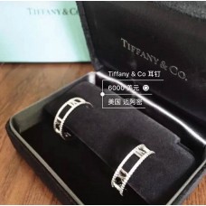 Pendientes de aro de plata de ley hueca Tiffany Atlas con cristales tachonados, joyería para mujer
