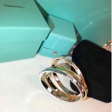 Tiffany Atlas Señoras Cerrado Con Bisagras Plata Rosa / Oro Amarillo Brazalete Cristales