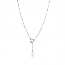 Tiffany Elsa Peretti Lariat colgante de corazón abierto con collar de perlas joyería de mujer