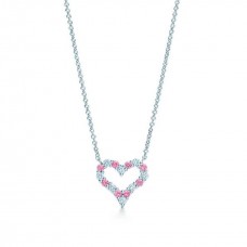 Collar de cadena con colgante de corazón Tiffany Zafiros rosas y diamantes