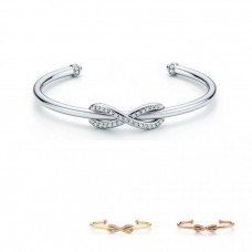 Pulsera Tiffany Infinity para mujer, de plata de ley 925, símbolo de amor sin fin, brazalete de piedras preciosas