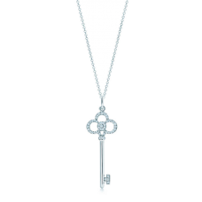 Tiffany Keys Crown Key Colgante falso con diamantes Cadena de plata esterlina Collar Joyería Venta en el Reino Unido