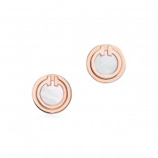 Tiffany Tiffany T Pendientes circulares de oro rosa de 18 quilates con nácar blanco y botón