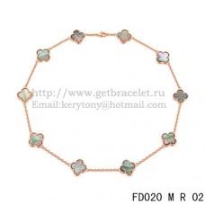 Collar Van Cleef Arpels Alhambra Oro Rosa 10 Motivos Nácar Gris 45cm