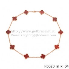 Collar Van Cleef Arpels Alhambra Oro rosa 10 motivos Cornalina Nácar 45cm