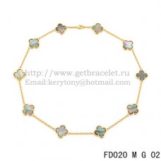 Collar Van Cleef Arpels Alhambra Oro amarillo 10 motivos Nácar gris 45cm