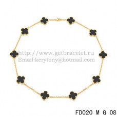 Collar Van Cleef Arpels Alhambra Oro amarillo 10 motivos Ágata negra Nácar 45cm