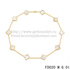 Collar Van Cleef Arpels Alhambra Oro amarillo 10 motivos Nácar blanco 45cm