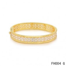 Pulsera Van Cleef Arpels Perlee con Diamantes Oro Amarillo-Modelo Mediano