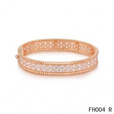 Pulsera Van Cleef Arpels Perlee con Diamantes Oro Rosa-Modelo Mediano