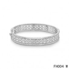 Pulsera Van Cleef Arpels Perlee con Diamantes Oro Blanco-Modelo Mediano