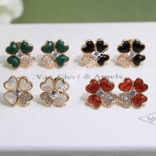 Pendientes Van Cleef Arpels Cosmos Oro rosa con diamante Blanco/Rojo/Negro/Verde