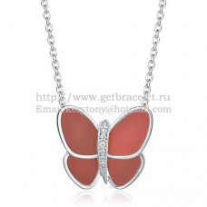 Collar con colgante de mariposa voladora de Van Cleef Arpels en oro blanco con diamantes de ónix rojo
